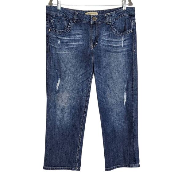 Democracy Distressed Capri Jeans with Embellished Pockets Size 14 - Picture 1 of 9